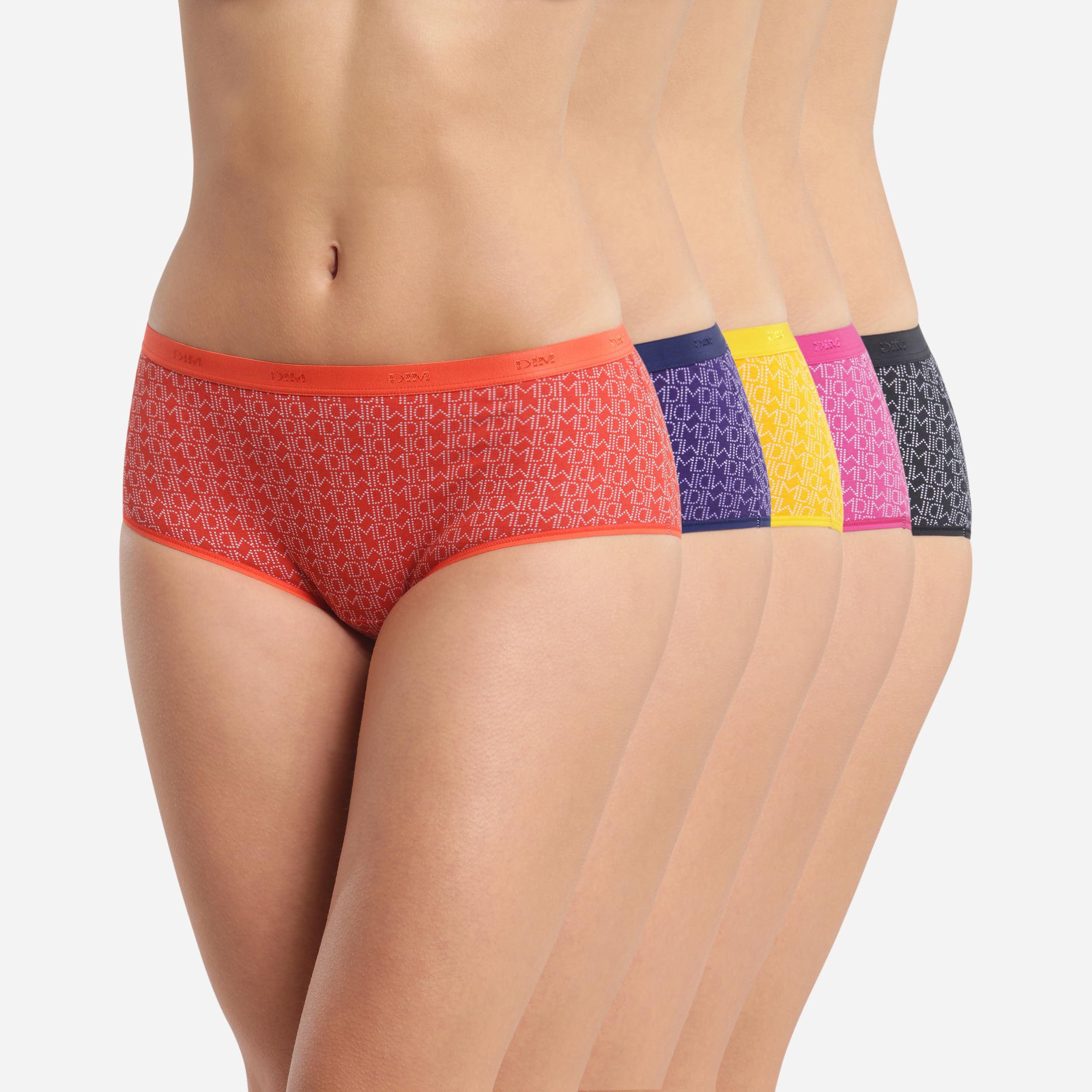 DIM slip donna 5 pezzi cotone stretch multicolore