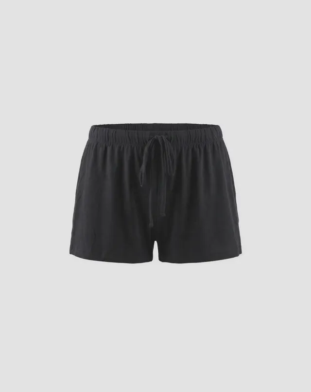René Rofé Shorts Pigiama 4 Pezzi M Nero Leopardato leggero