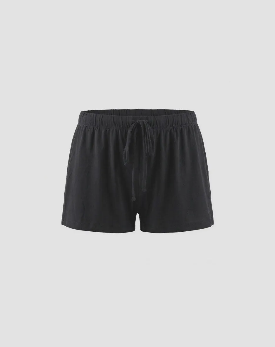 René Rofé Shorts Pigiama 4 Pezzi M Nero Leopardato leggero