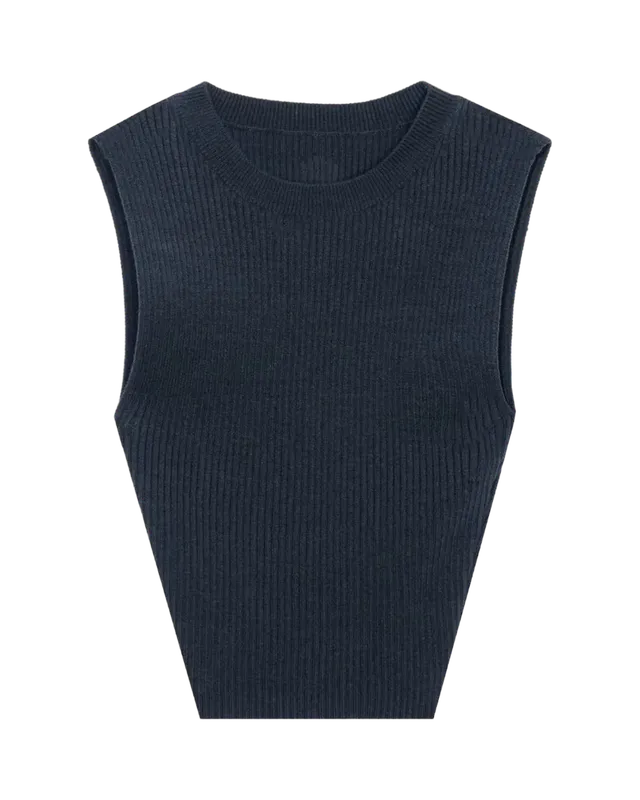 Playboy Cropped Ribbed canotta cropped nera in costina
