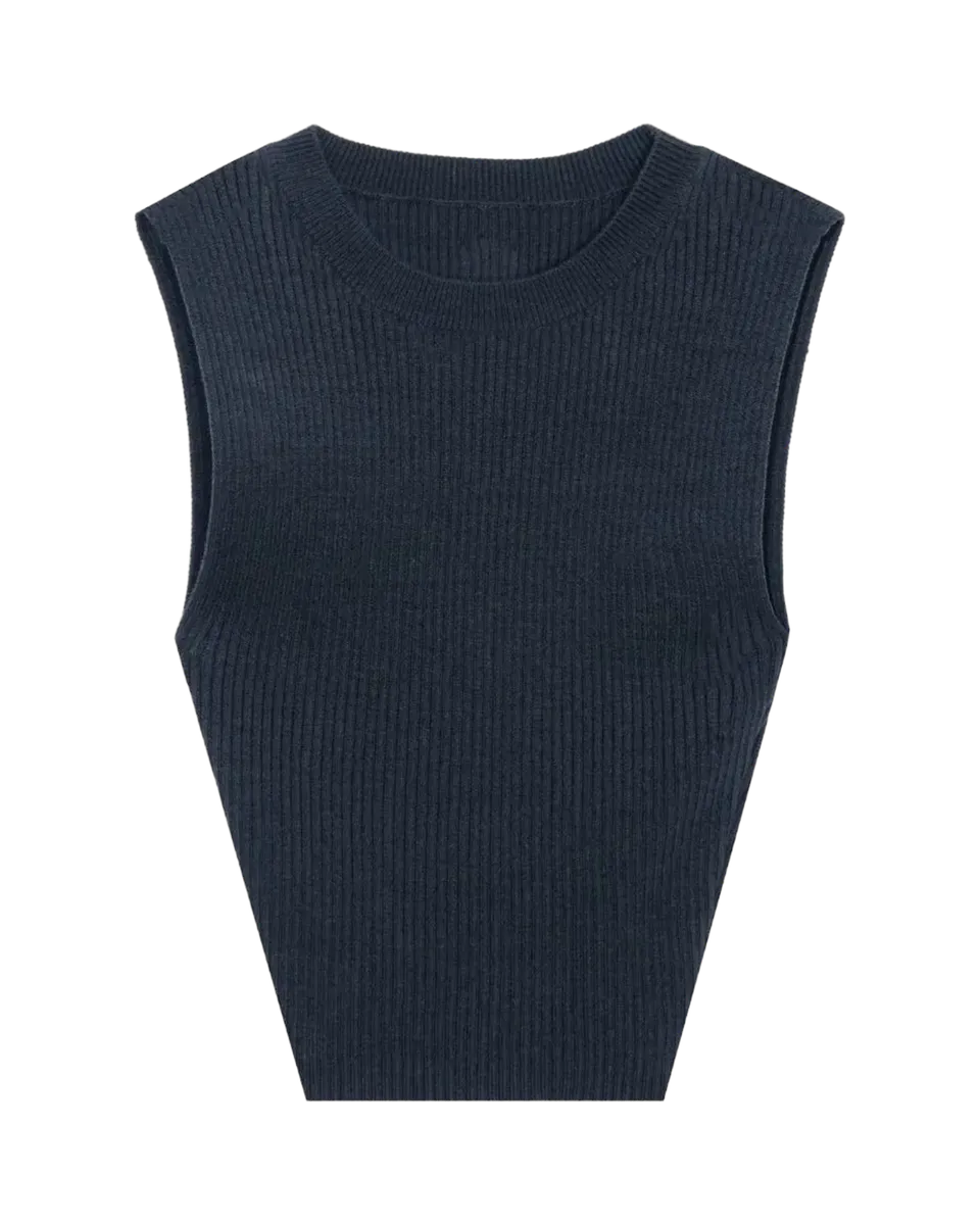 Playboy Cropped Ribbed canotta cropped nera in costina