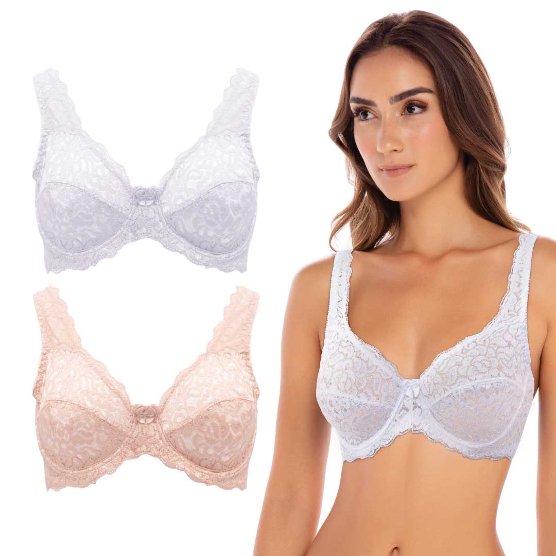 René Rofé Stretch Lace Reggiseno Non Imbottito 2 Pezzi 36B Nero