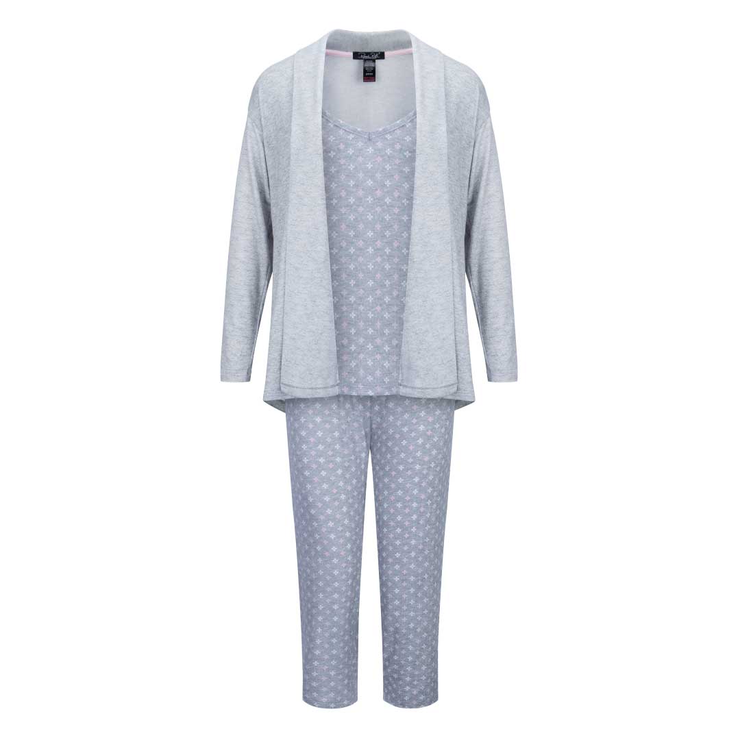 René Rofé Super Soft Pigiama 3 pezzi nero leopardato capri