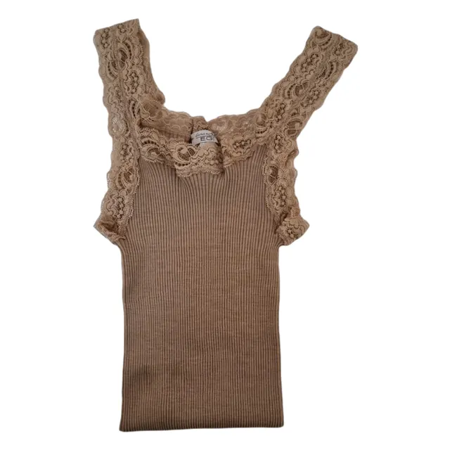 Egi canottiera lana seta cotone donna pizzo elegante