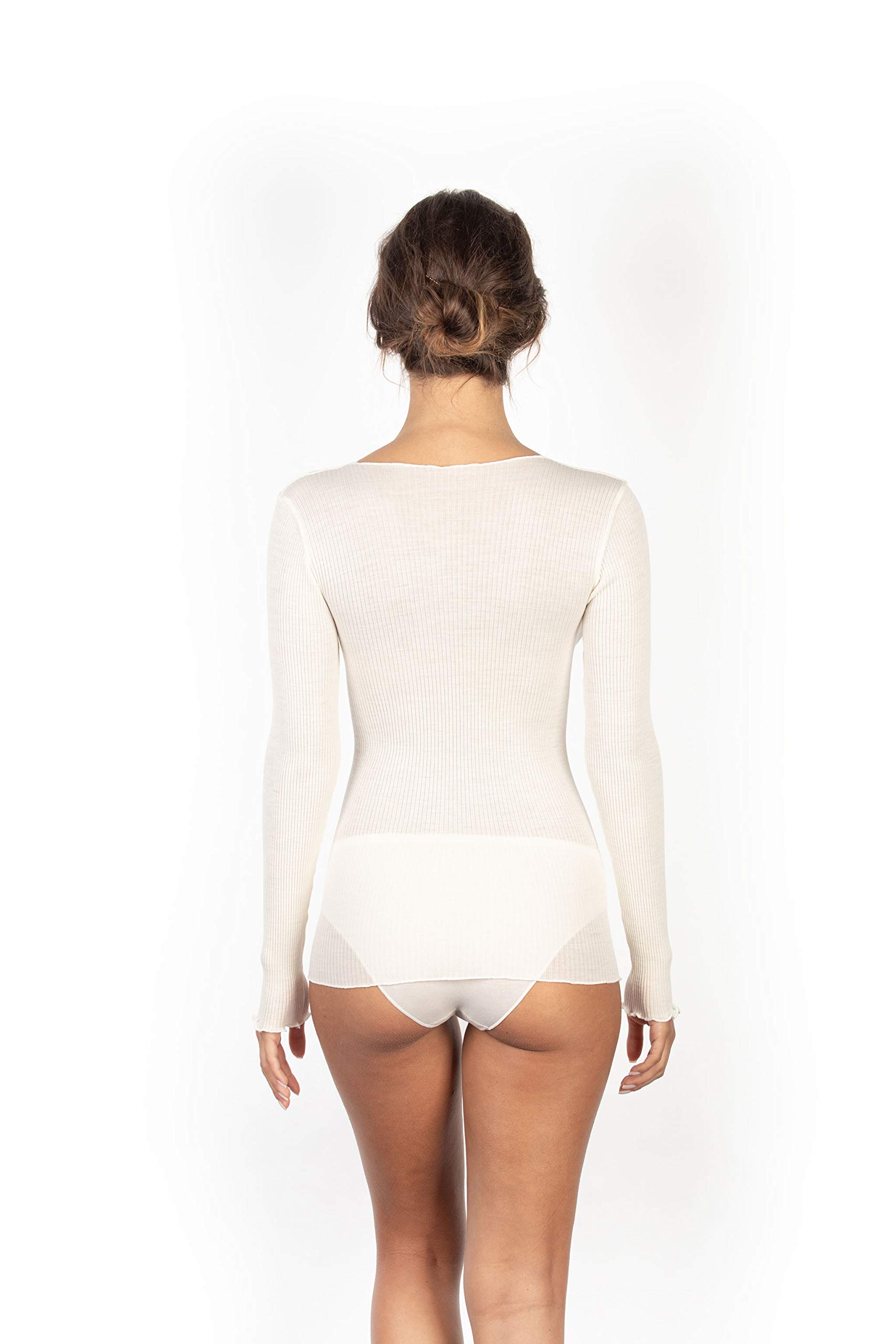Egi 1493 maglia donna lana seta manica lunga S-M bianco