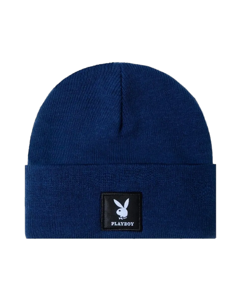 Playboy Knit Beanie berretto cobalt patch logo