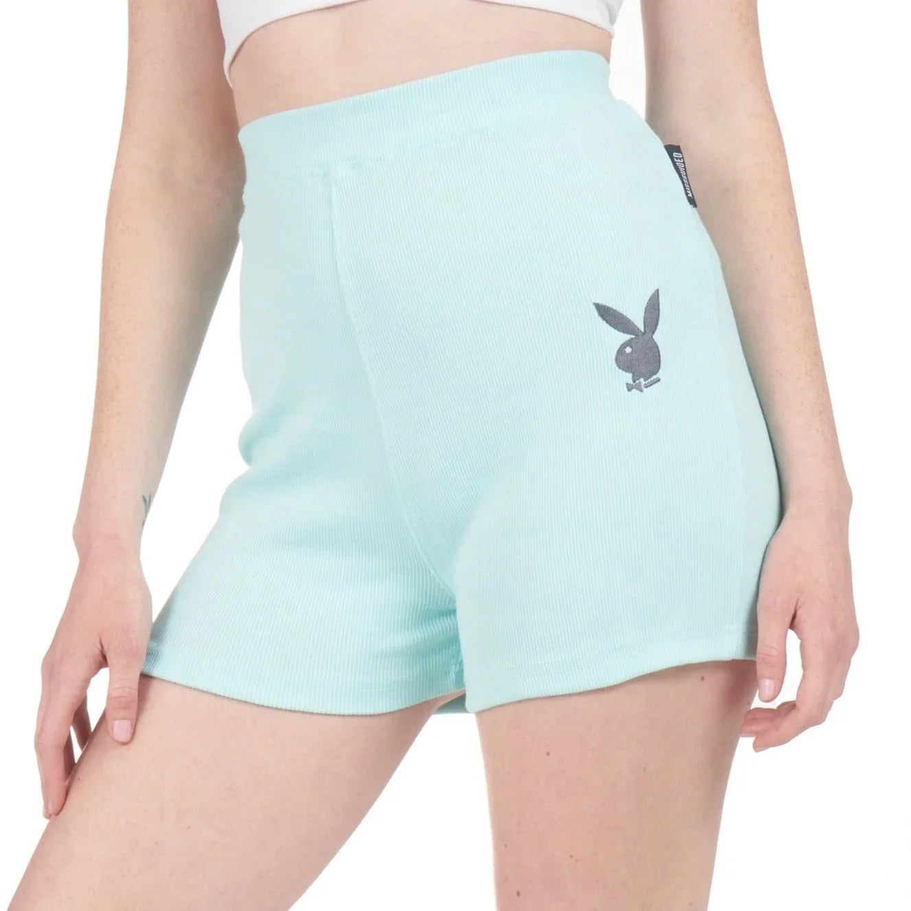 Playboy Classic shorts biker neri vita alta costine
