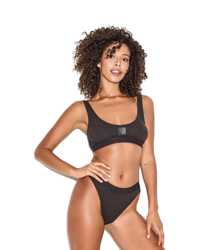 Playboy Essentials Rib Scoop Neck reggiseno nero M
