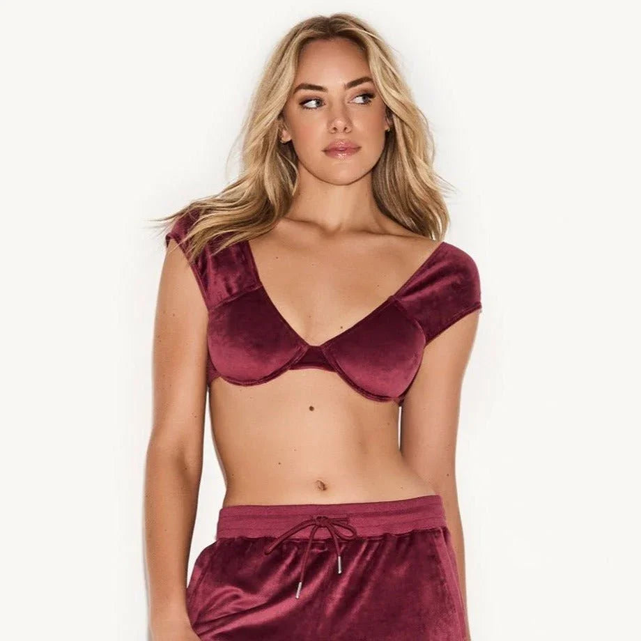 Playboy Velour Underwire Cap Sleeve reggiseno rosa velluto