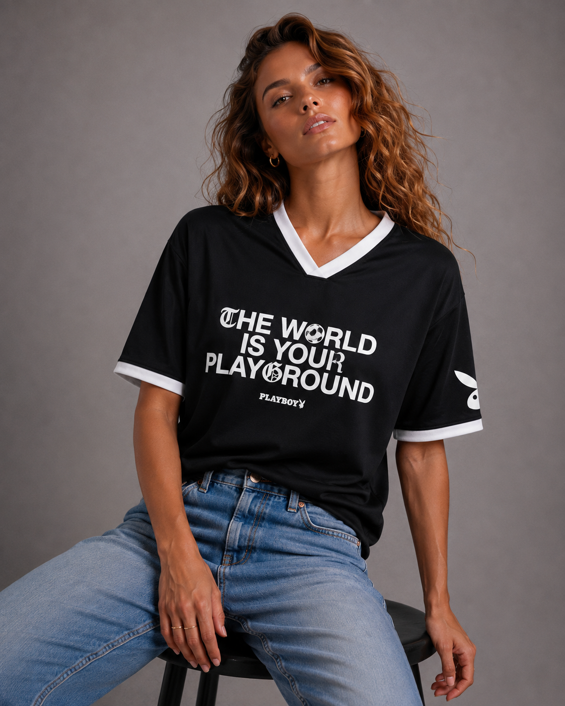 Playboy maglia calcio unisex bianca poliestere play