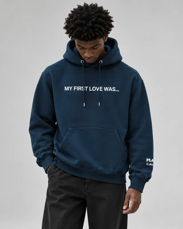 Playboy First Love felpa con cappuccio Midnight Teal cotone