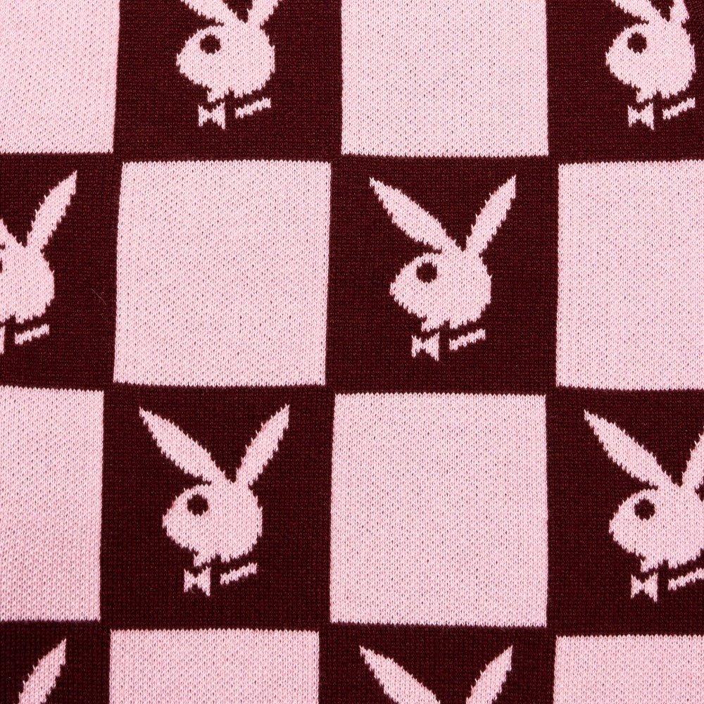 Playboy Checkerboard gilet donna cropped bordeaux maglia