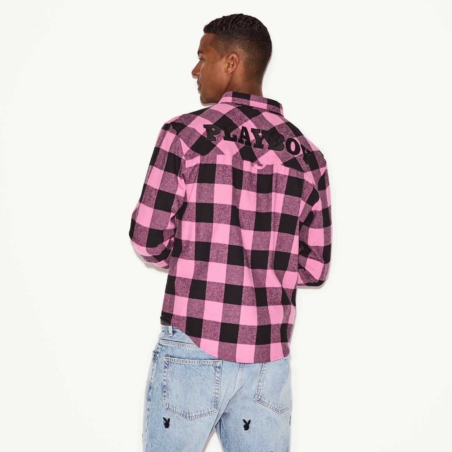 Playboy Flanella Camicia Uomo M rosa cotone morbido