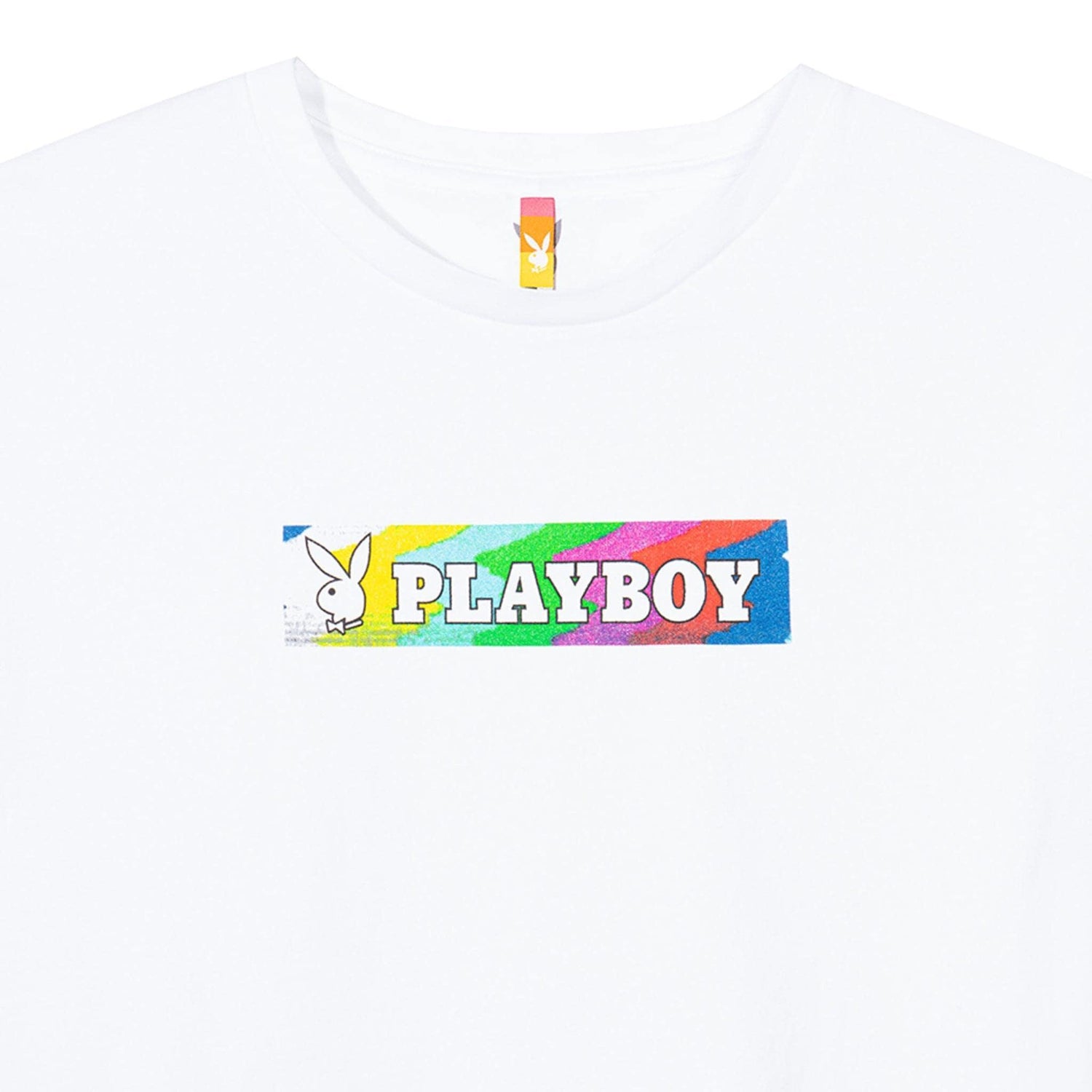Playboy x Color Bars Static t-shirt crop nera cotone