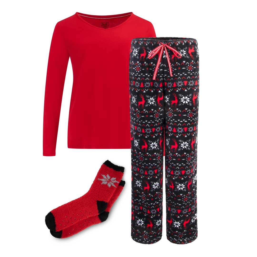 René Rofé Christmas pigiama natalizio 3 pezzi renne rosse M