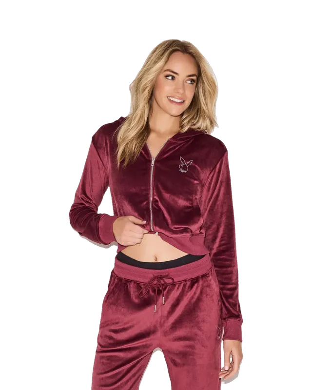 Playboy Velour giacca donna zip intera velluto morbido