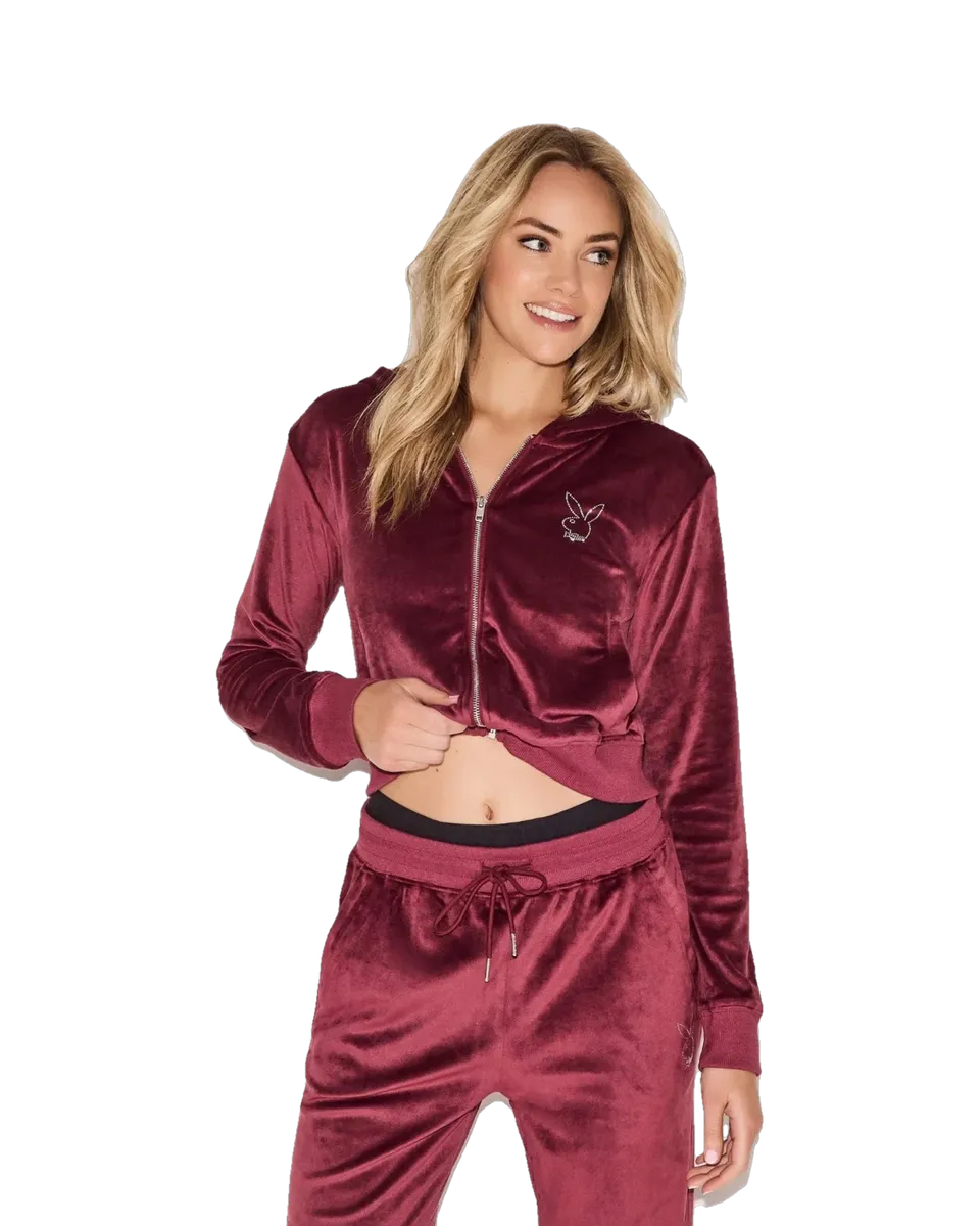 Playboy Velour giacca donna zip intera velluto morbido