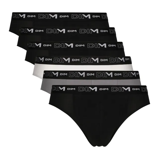 DIM Slip Uomo Cotone Elasticizzato 6 Pezzi Nero Grigio