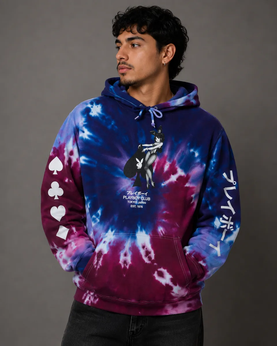 Playboy Ace of Spades felpa cappuccio tie dye viola