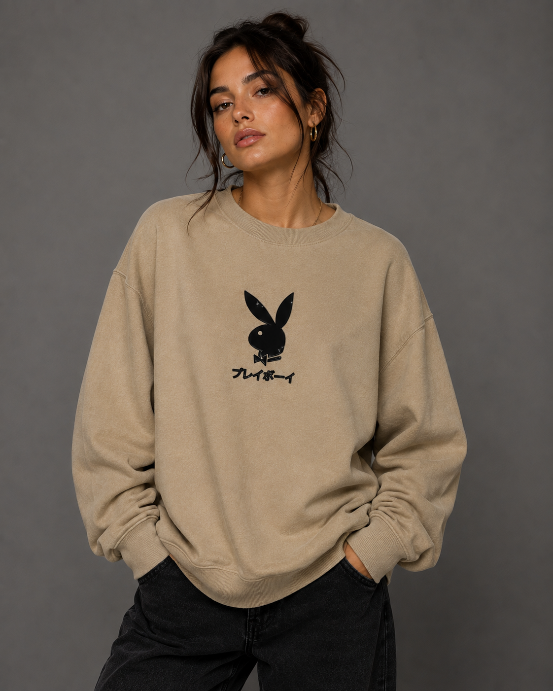 Playboy Ace of Spades felpa girocollo sabbia S