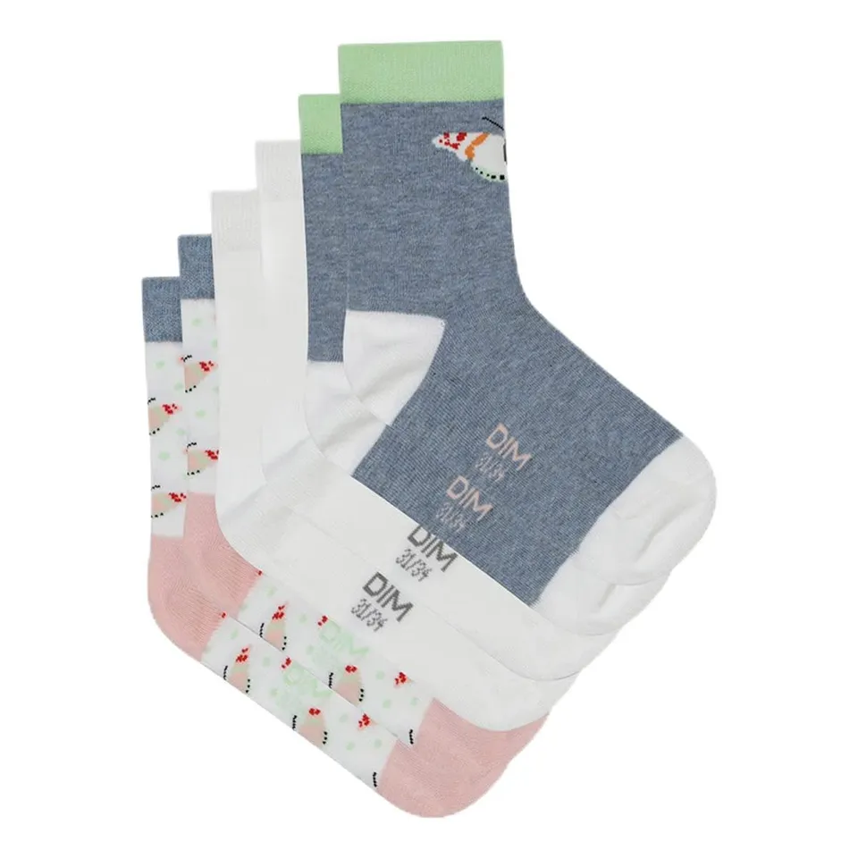 DIM Cotton Calzini Bambina x3 Cotone Farfalle morbidi