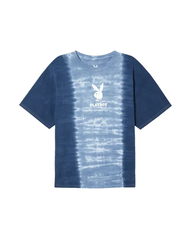 Playboy Logo Vertical Tie-Dye t-shirt blu cotone