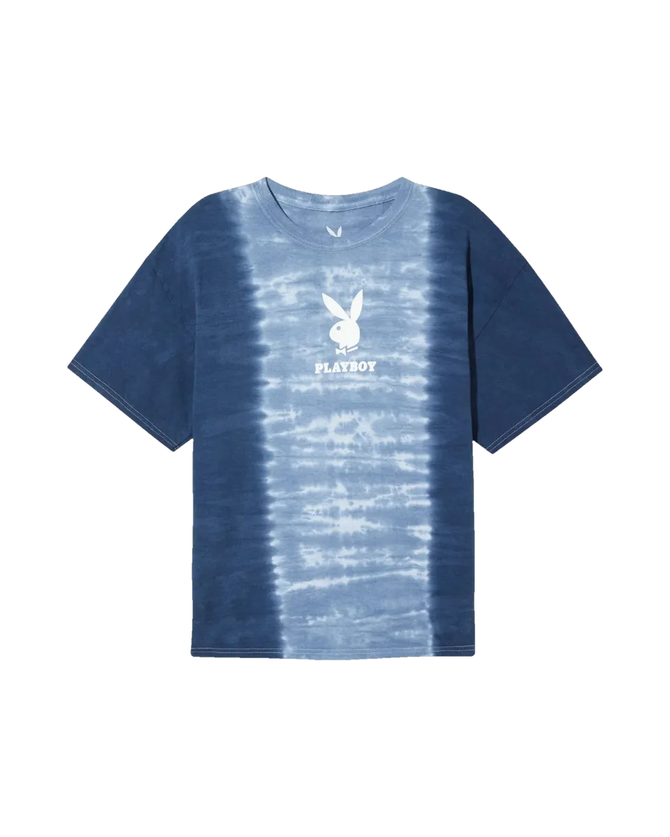 Playboy Logo Vertical Tie-Dye t-shirt blu cotone