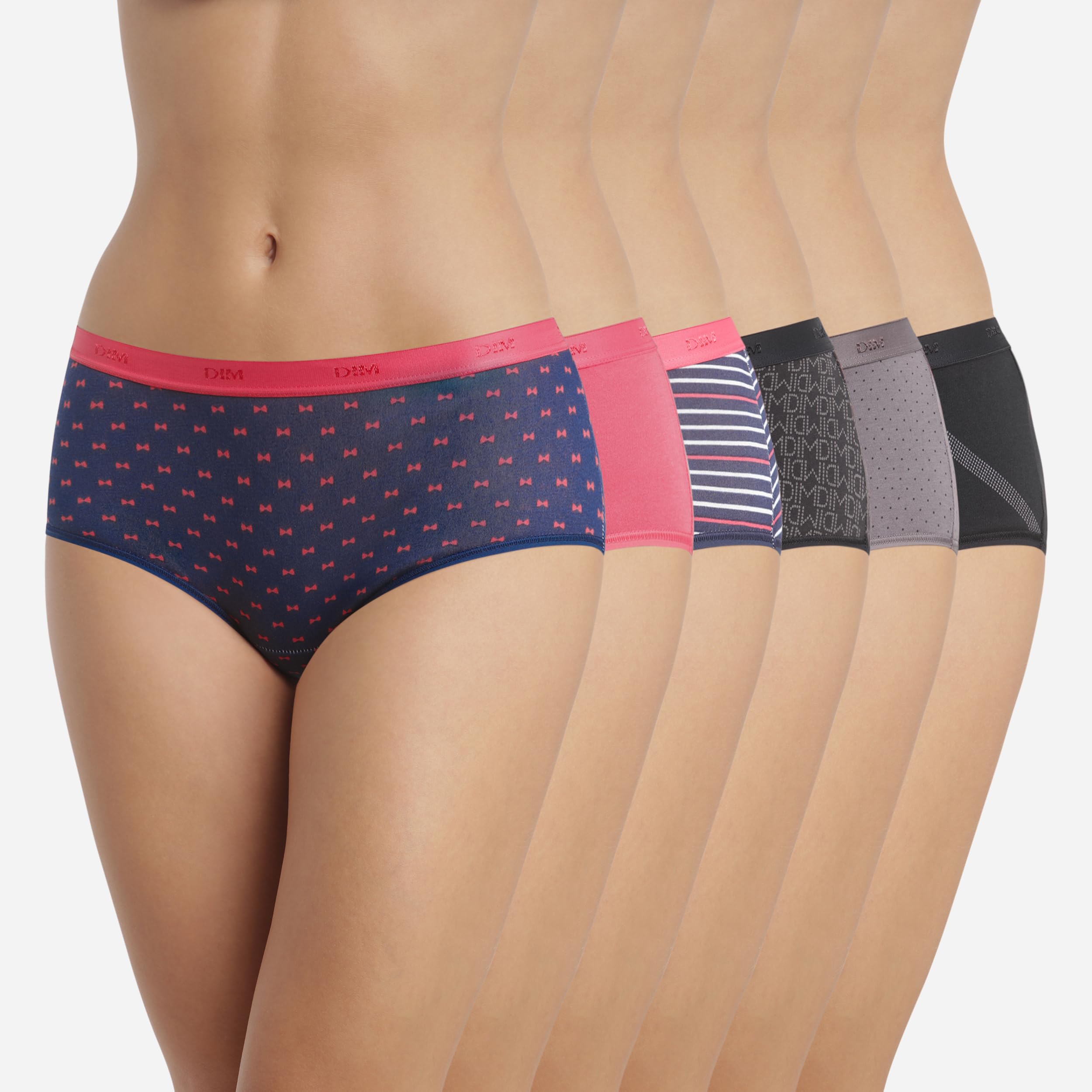 DIM Les Pockets Boxer Donna x6 L rosa nero cotone morbido