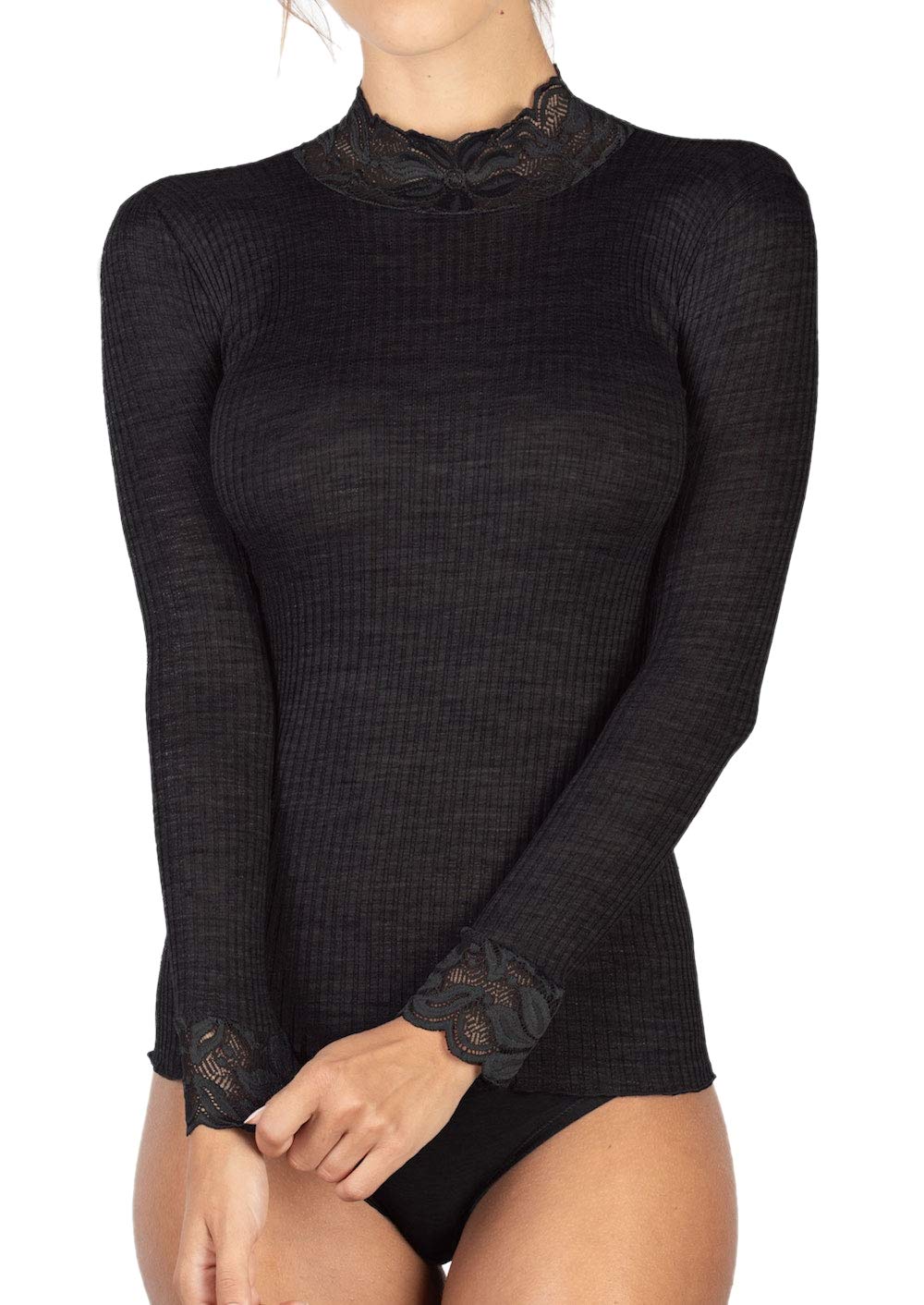 Egi maglia lupetto blu micro lana manica lunga S-M