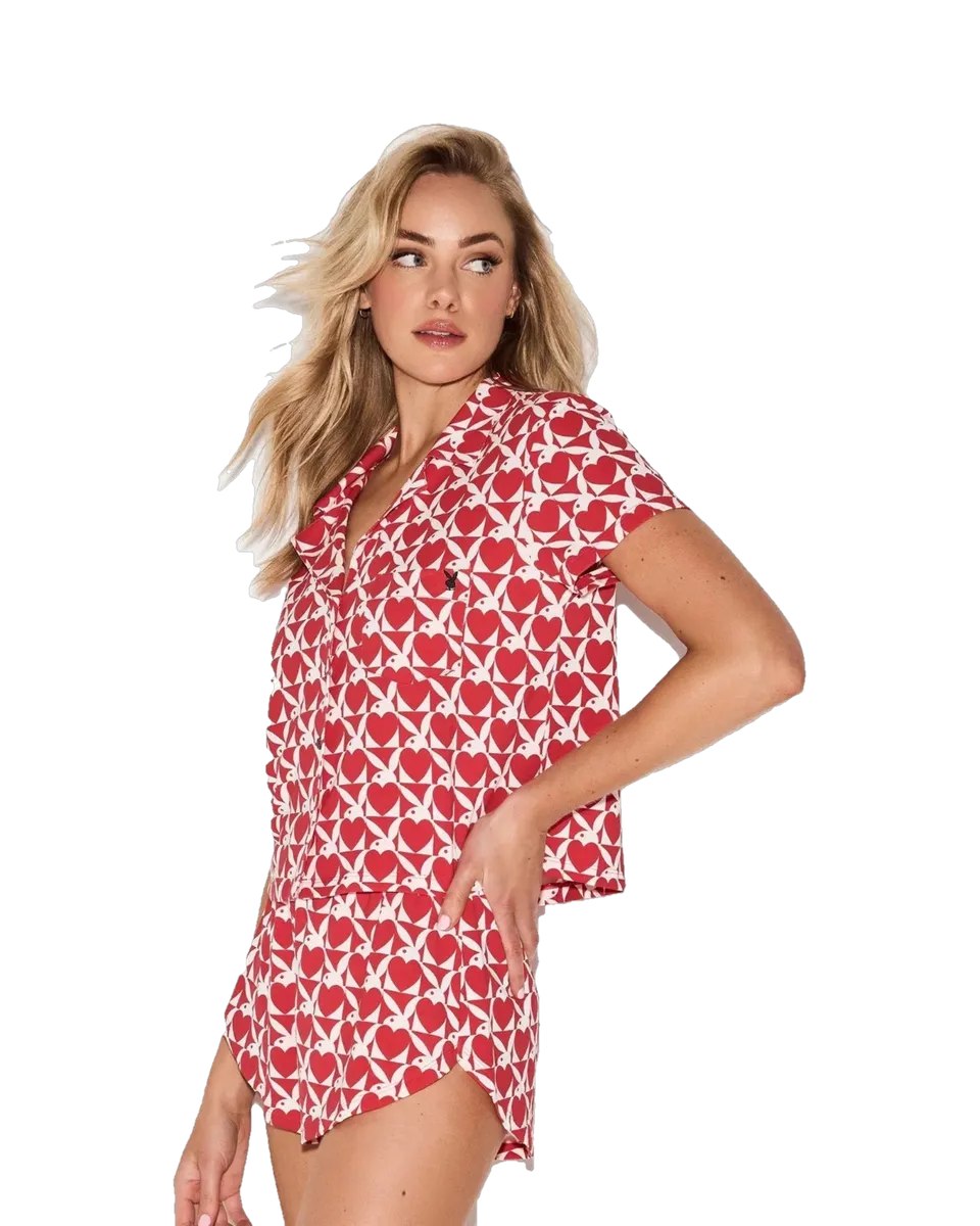 Playboy Slumber Party pigiama rosso modal shorts