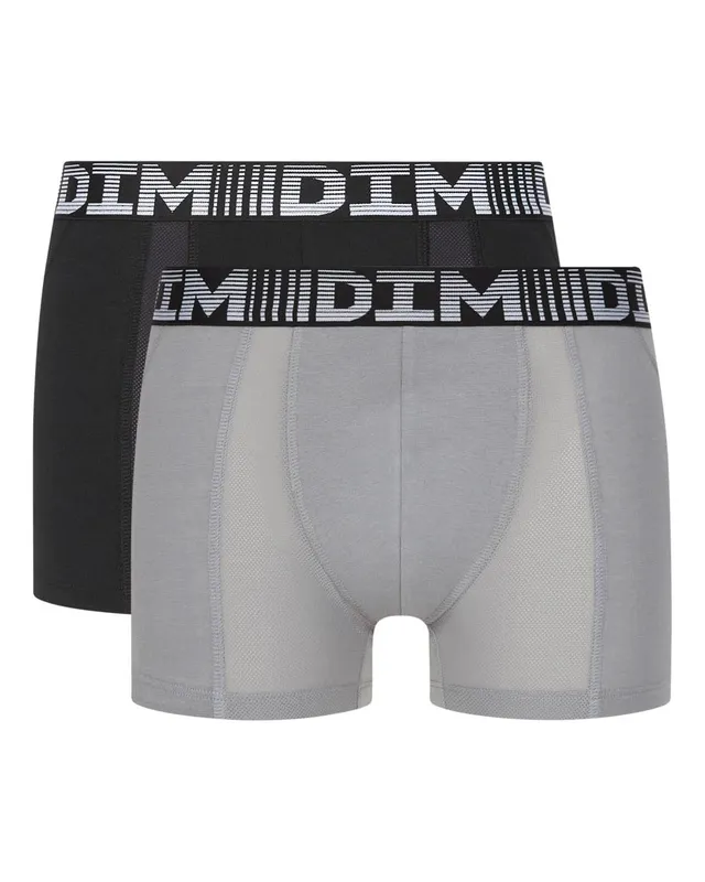 DIM 3D Flex Air Boxer Uomo x2 Traspirante Nero Grigio