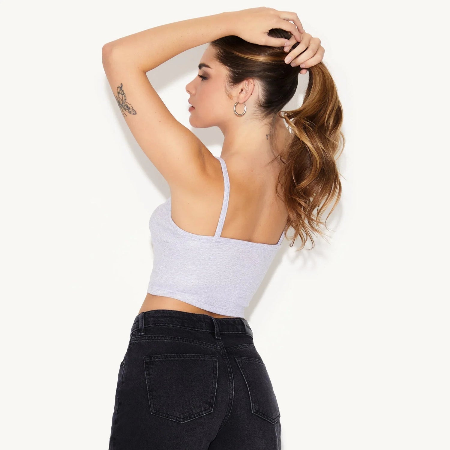 Playboy Classic Logo canotta donna grigia cropped cotone