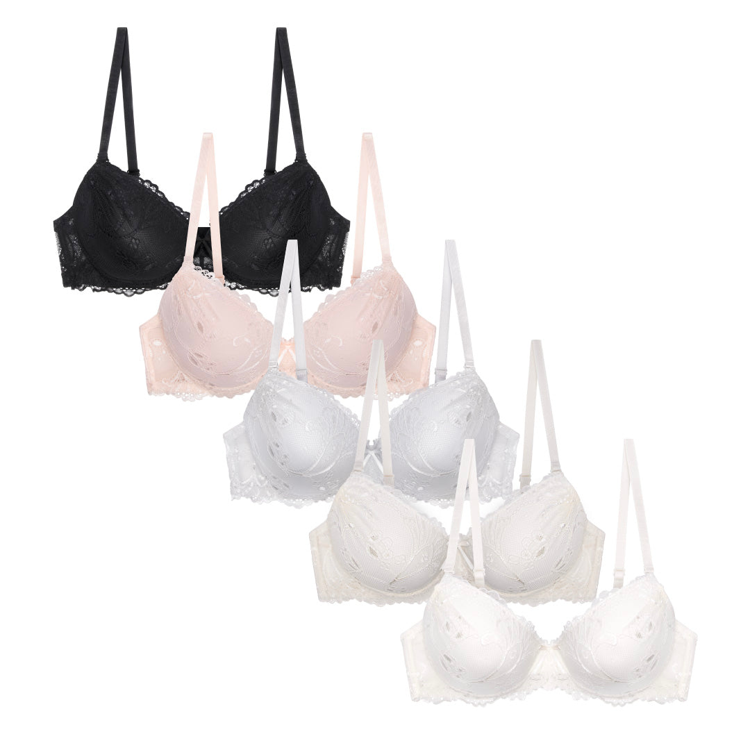 René Rofé 5 Pack Push Up Bra reggiseno pizzo nude rosa