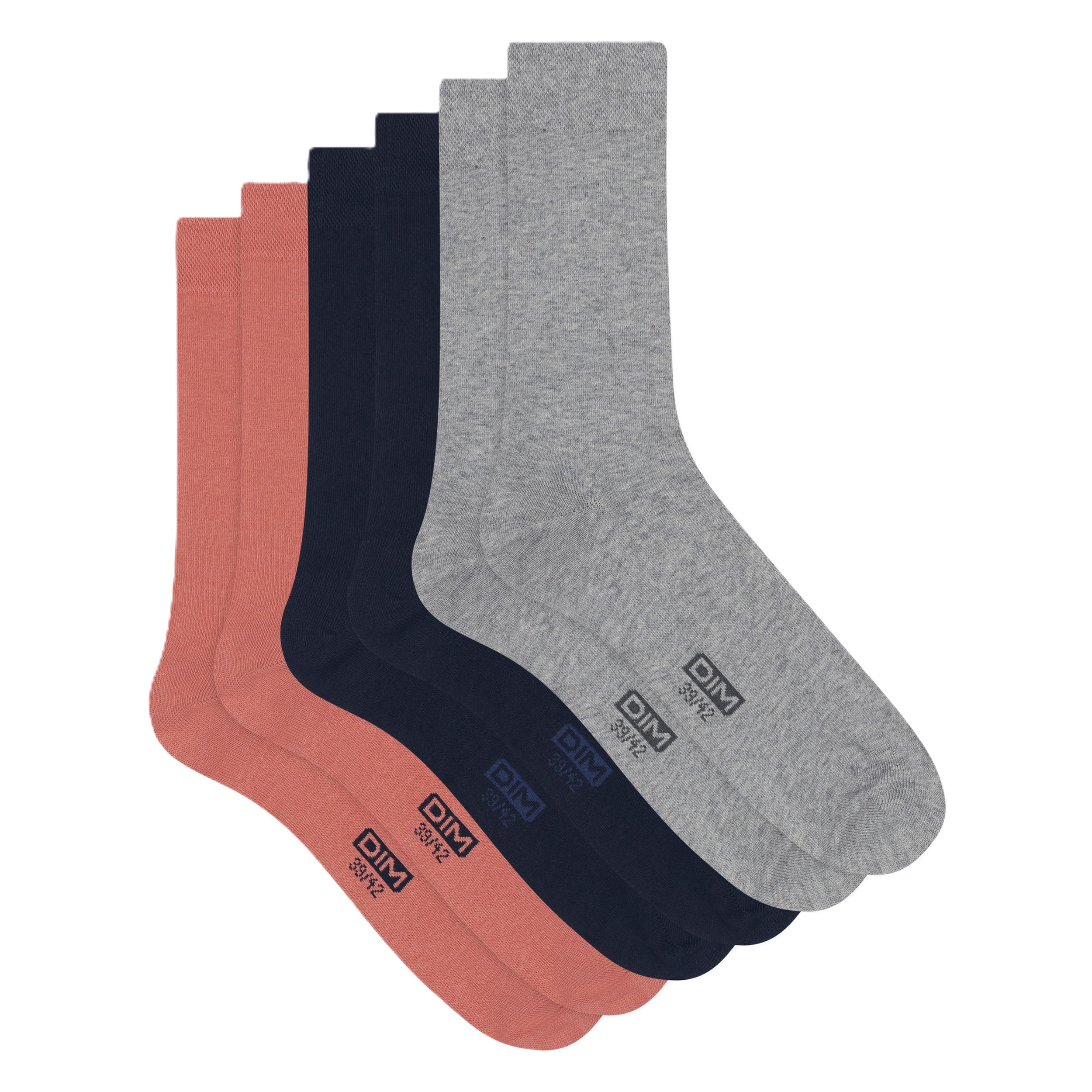 DIM Coton Traspirabile X3 calzini uomo nero 43-46 x3 cotone