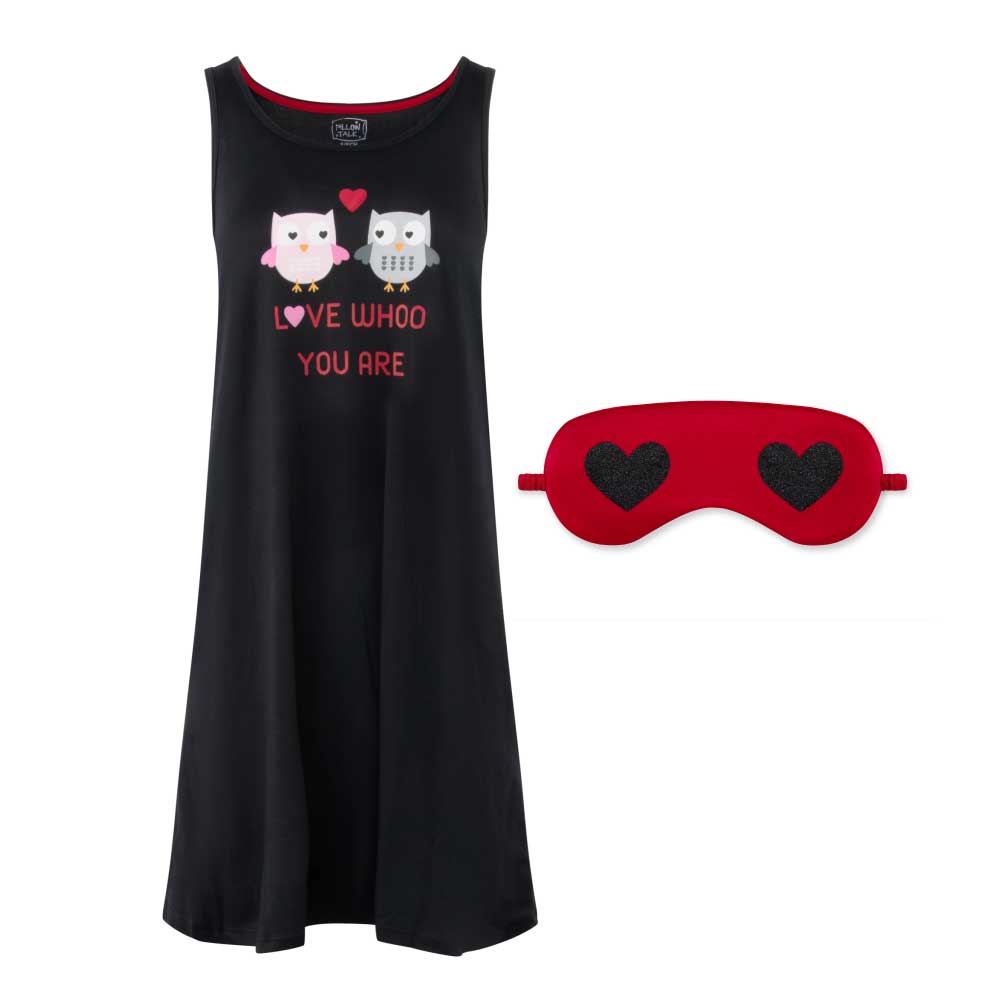 René Rofé Butter Soft Chemise camicia notte cuori +mask
