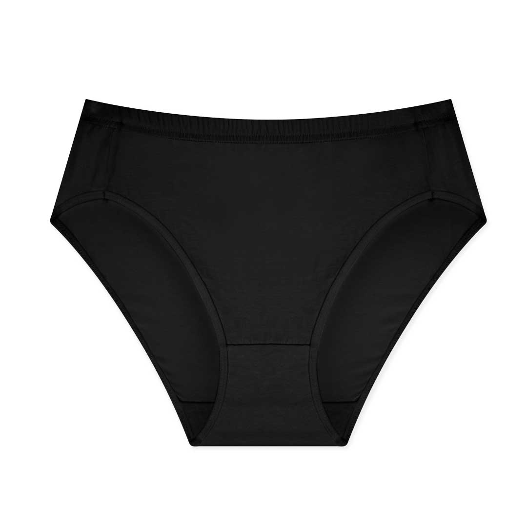 René Rofé Cotton Spandex Hi Cut Slip sgambato nero cotone