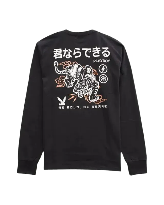 Playboy Be Brave maglietta manica lunga bianca cotone unisex