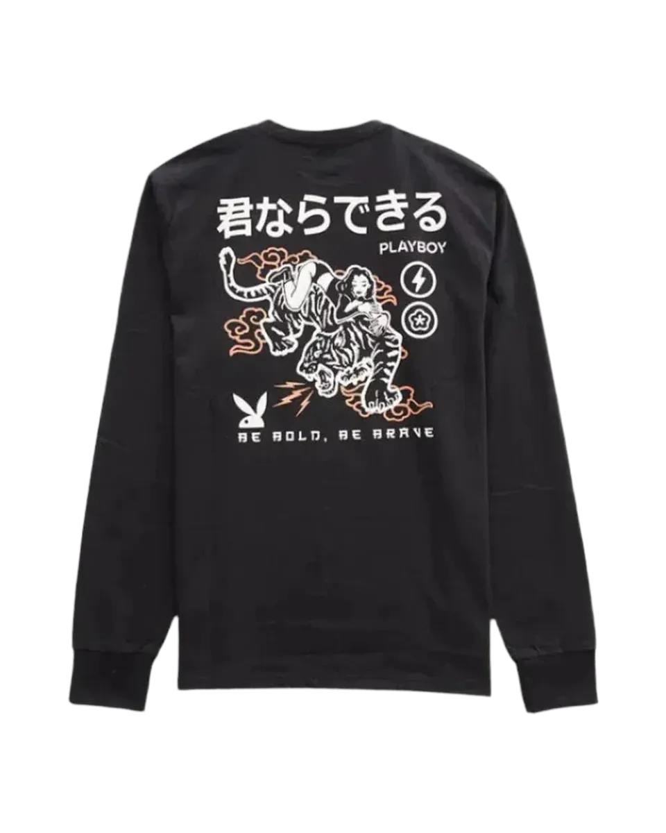 Playboy Be Brave maglietta manica lunga bianca cotone unisex