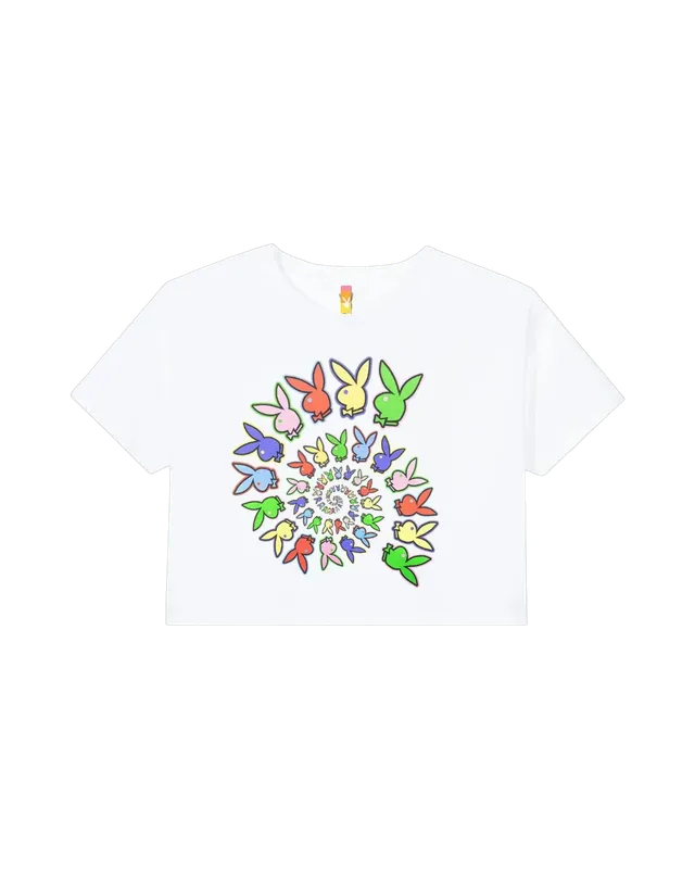 Playboy Color Bars Spiral t-shirt crop donna cotone