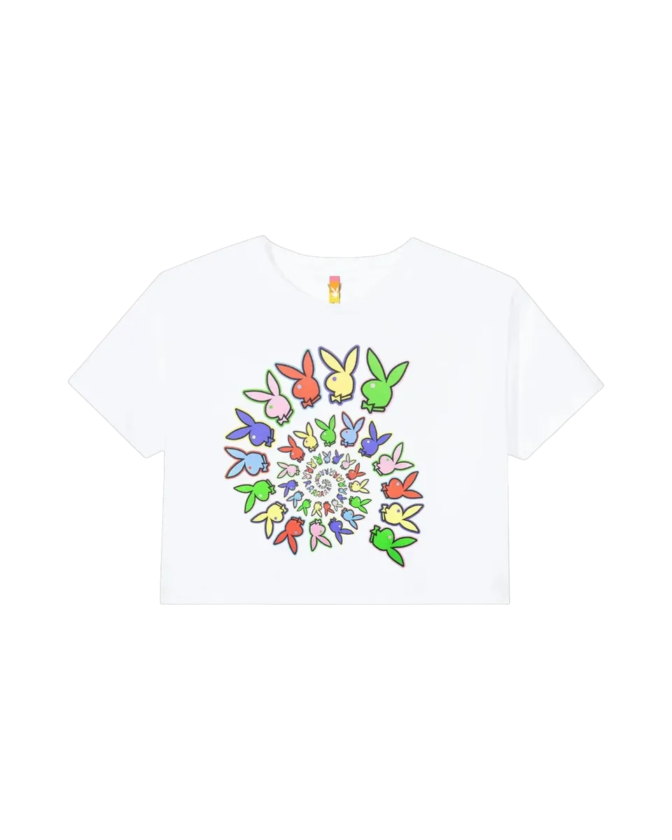 Playboy Color Bars Spiral t-shirt crop donna cotone