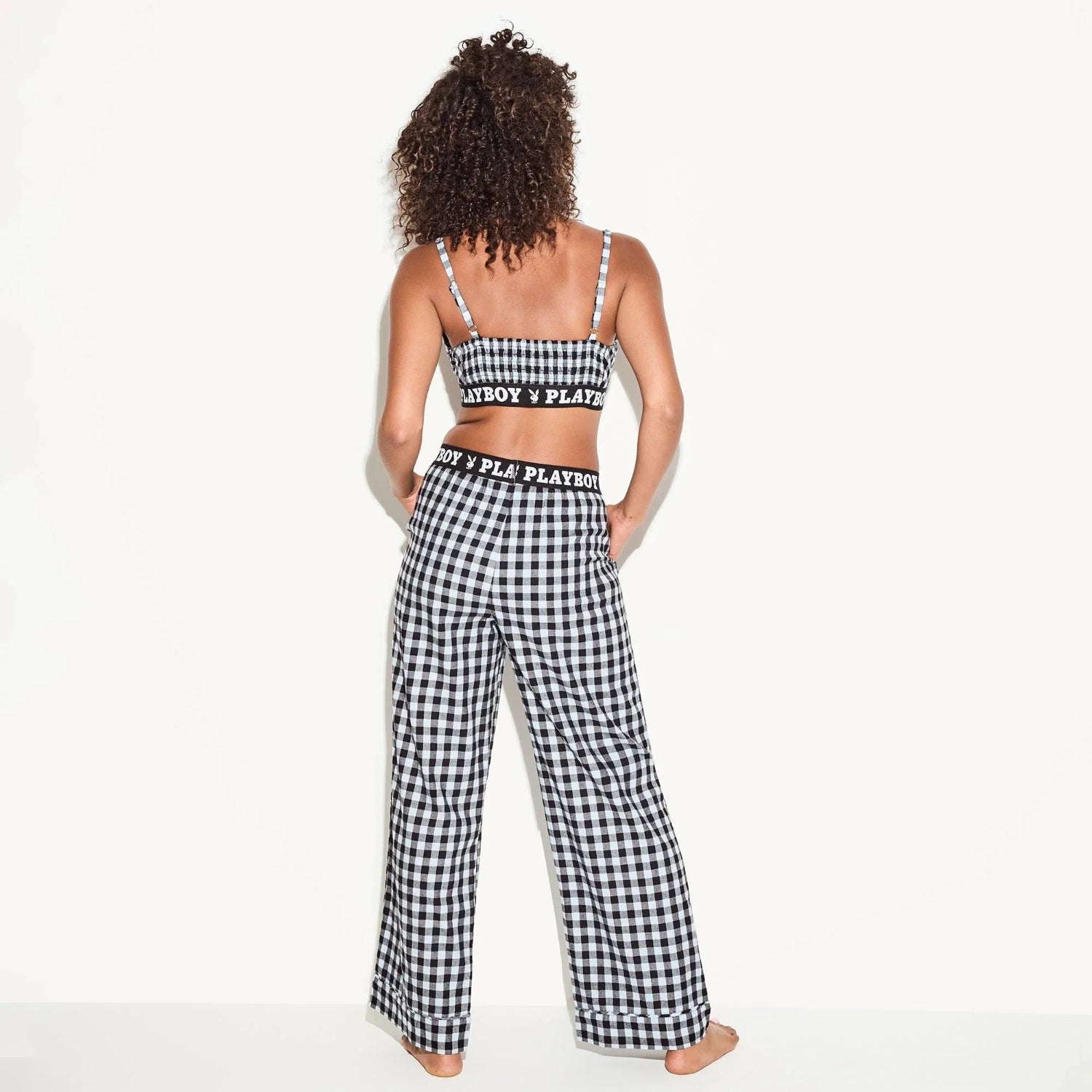 Playboy Flannel Sleep bralette quadri blu cotone modal