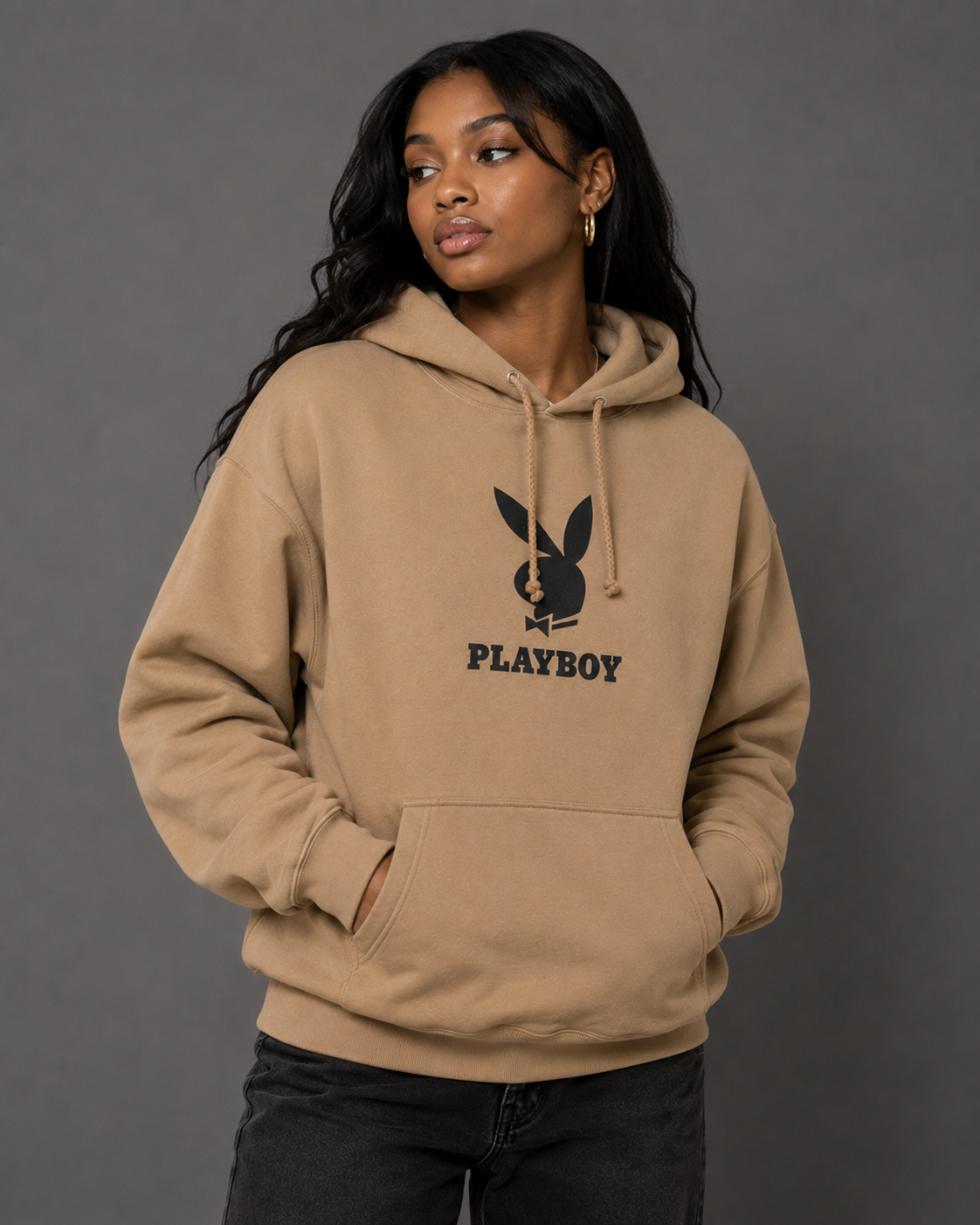 Playboy Logo Felpa con Cappuccio pile cotone