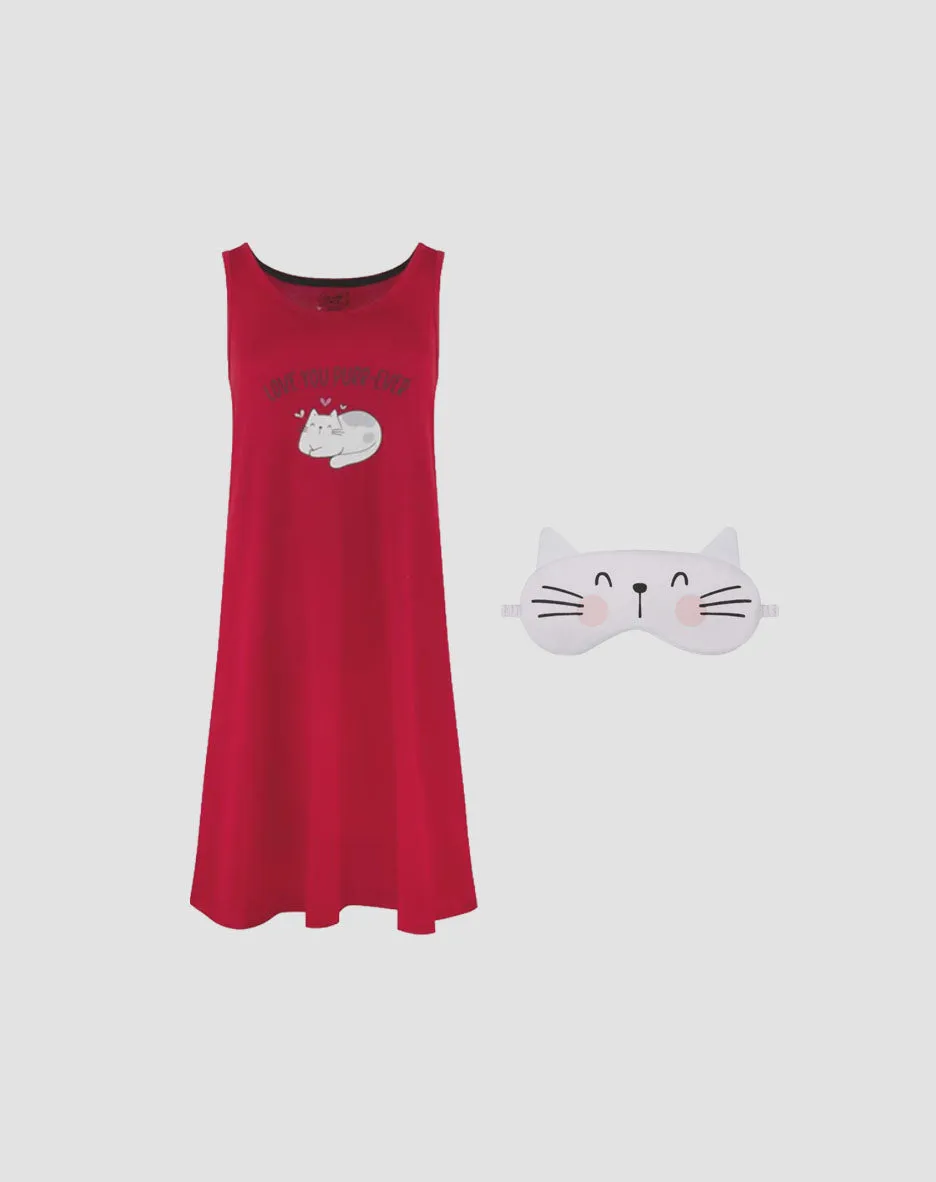 René Rofé Butter Soft Chemise camicia notte cuori +mask