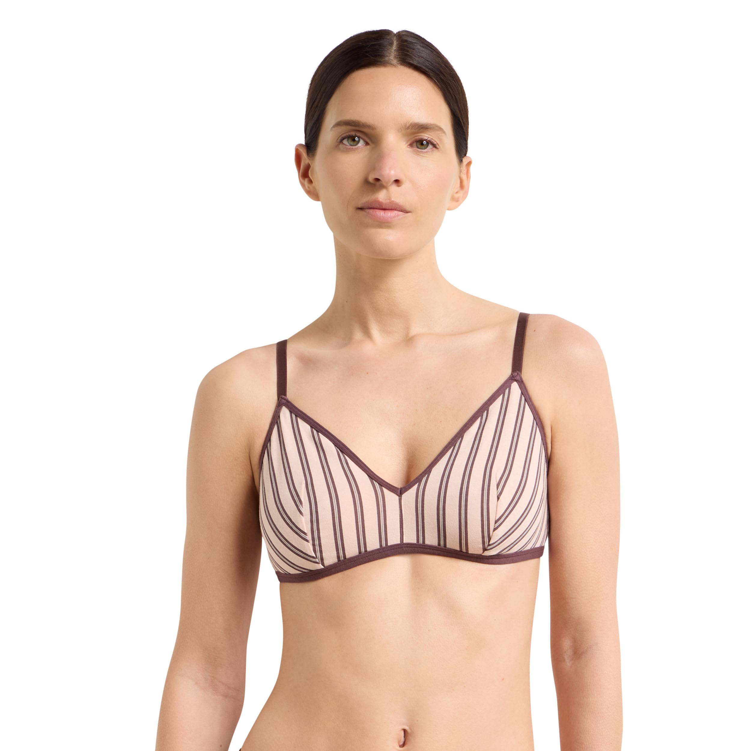 DIM Ines de la Fressange bralette triangolo cotone marrone rosa