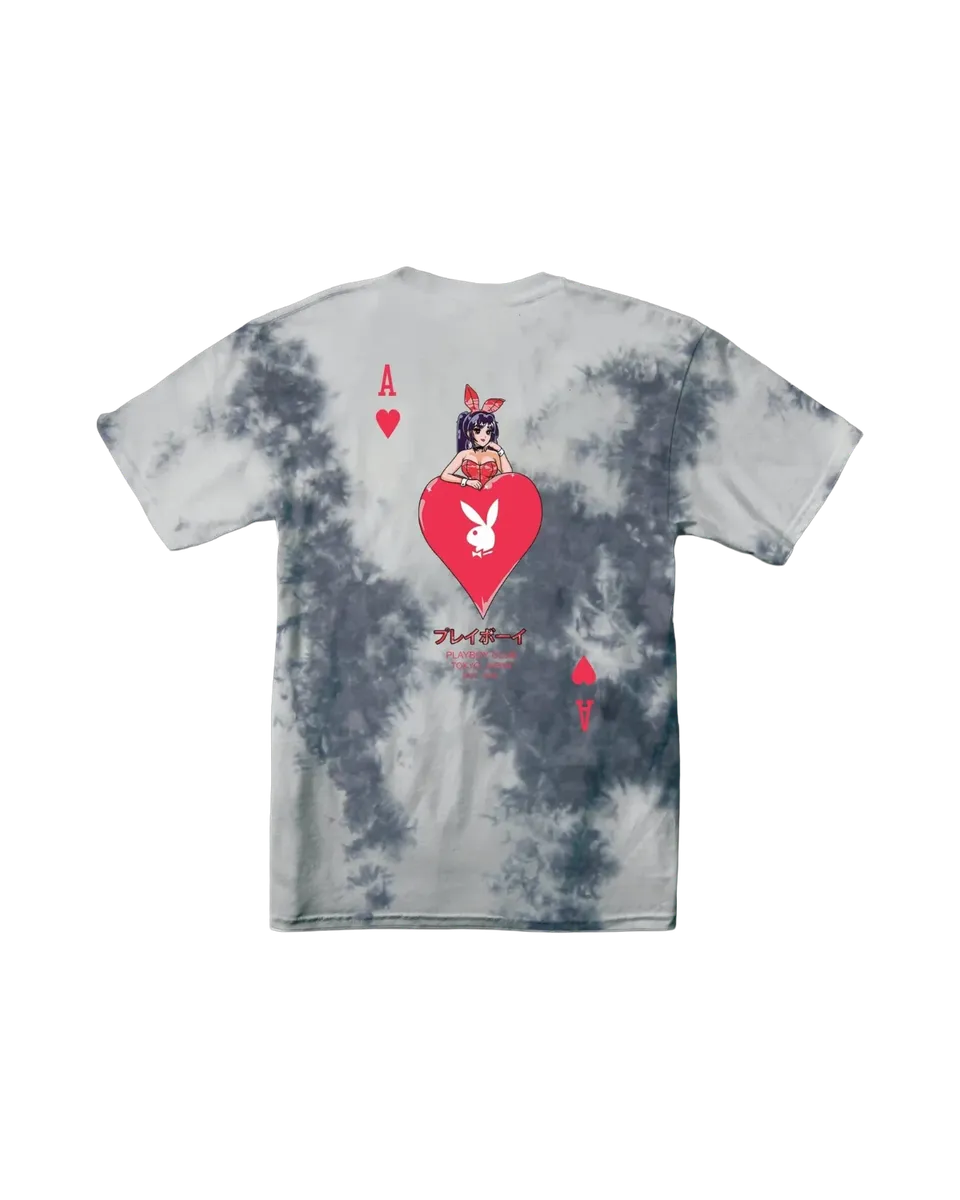 Playboy Ace of Hearts t-shirt tie-dye grigia asso
