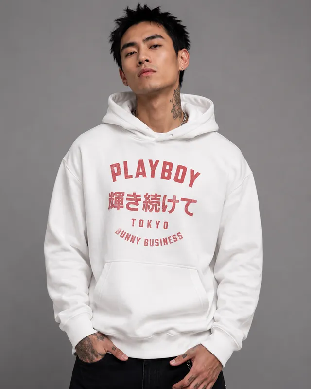 Playboy Tokyo felpa con cappuccio bianca cotone