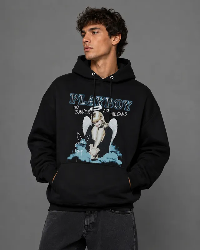 Playboy Bunny Angel felpa con cappuccio nera cotone
