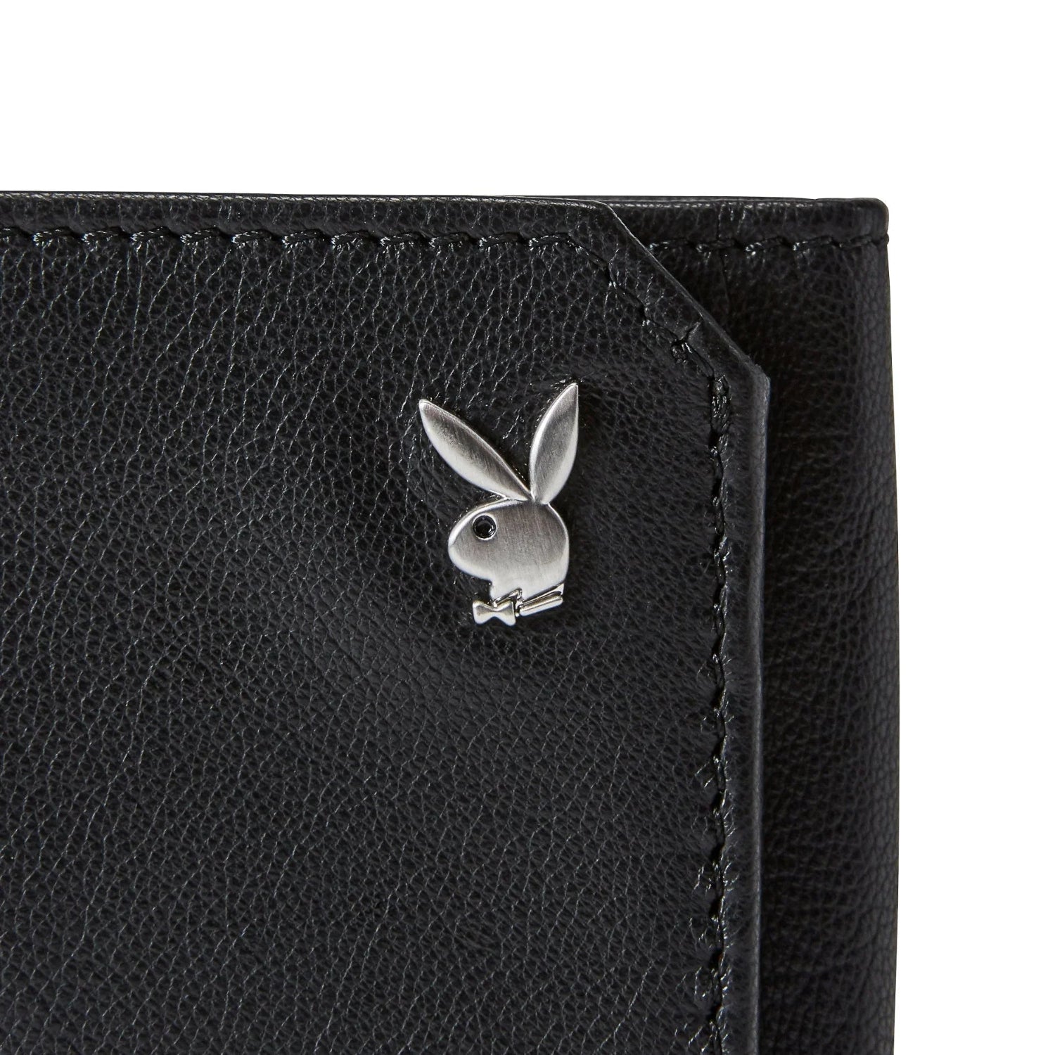 Playboy Milled Trifold portafoglio pelle nero