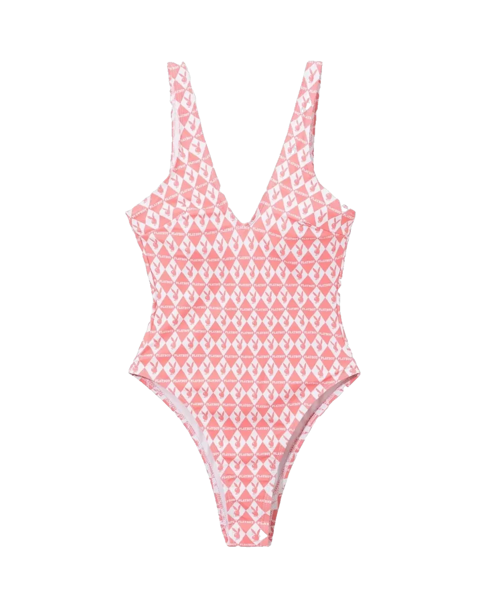 Playboy Monogram Costume intero rosa scollo tondo