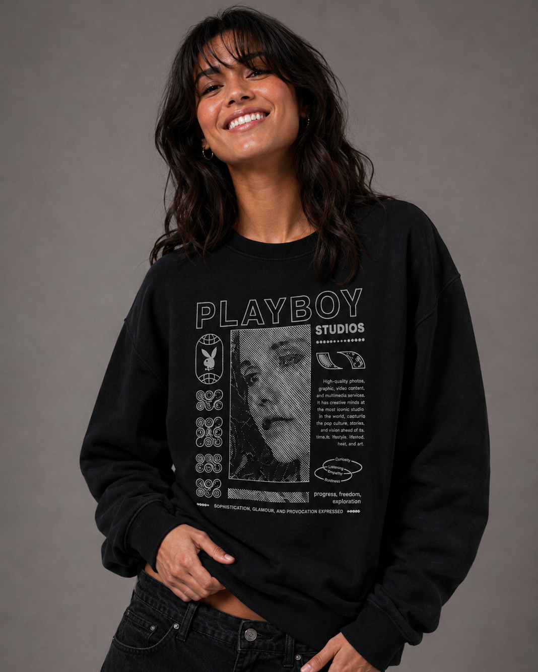 Playboy Freedom felpa girocollo boxy unisex cotone